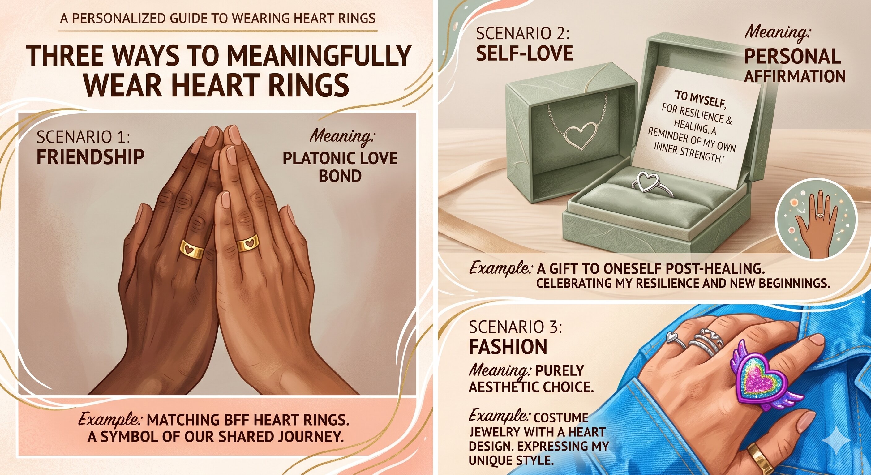 three ways to meaningfully wear heart rings